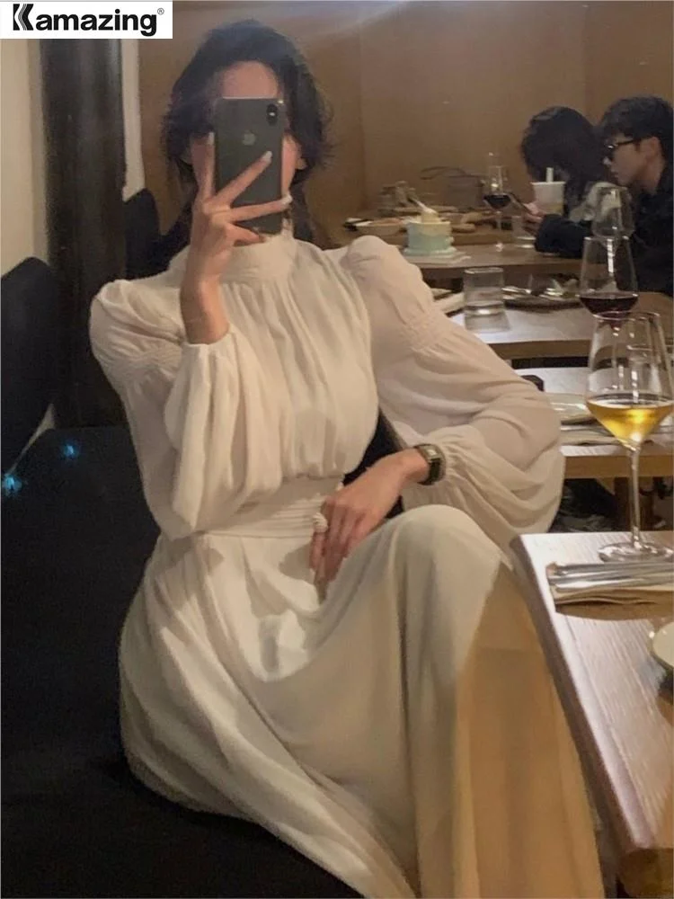 

Женское элегантное вечернее платье миди во французском стиле, весна 2023, модная шикарная Женская одежда с длинным рукавом для выпускного веч...