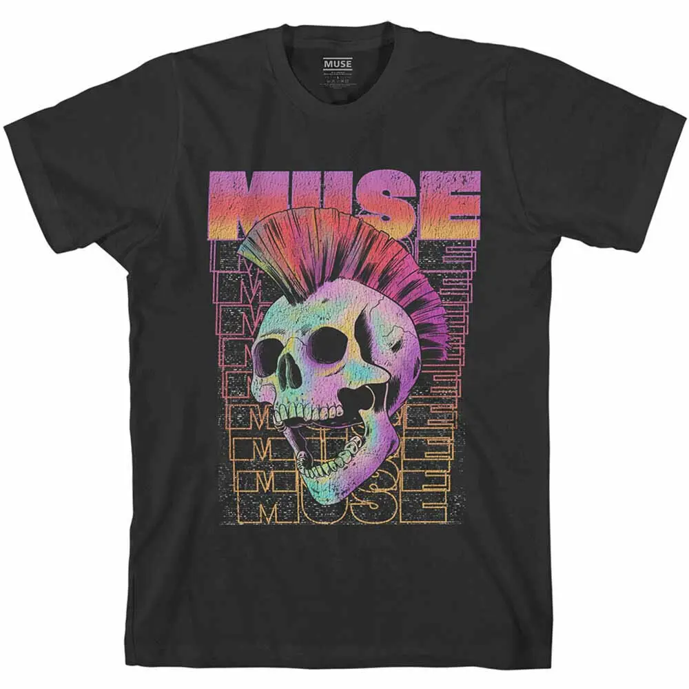 Футболка Muse Mohawk с рисунком черепа для мужчин и женщин хлопковая графическая