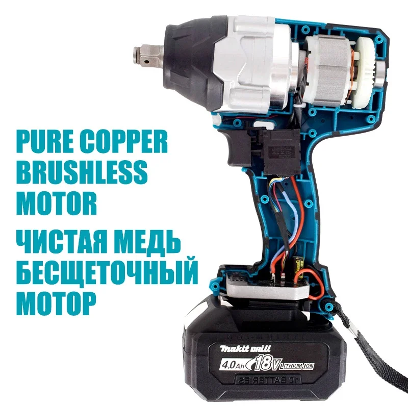 600N M Brushless Cordless Electric Impact Wrench Rechargeable 1 2 inch Wrench Power Tools Compatible for Makita 18V Battery AliExpress