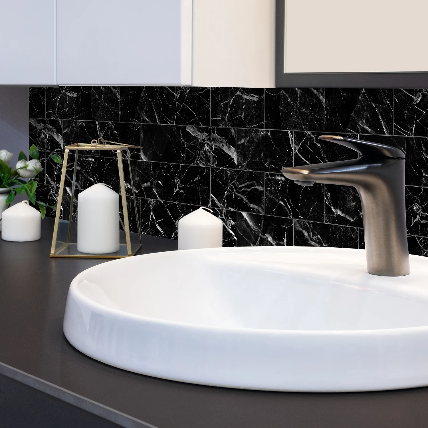 

Faux Tile 16 Sheet Textured Crystal Foam Sticker Abrasion and Oil Resistant Kitchen Bathroom Wall Home Decal