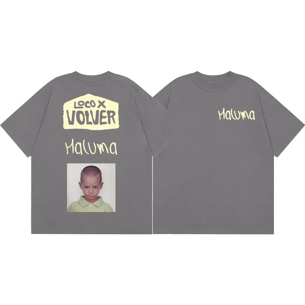 Фото Футболки с графическим принтом Rapper Maluma 2026 New Album Loco X Volver, модные уличные футболки, трендовые футболки для мужчин и женщин, повседневные свободные футболки №3