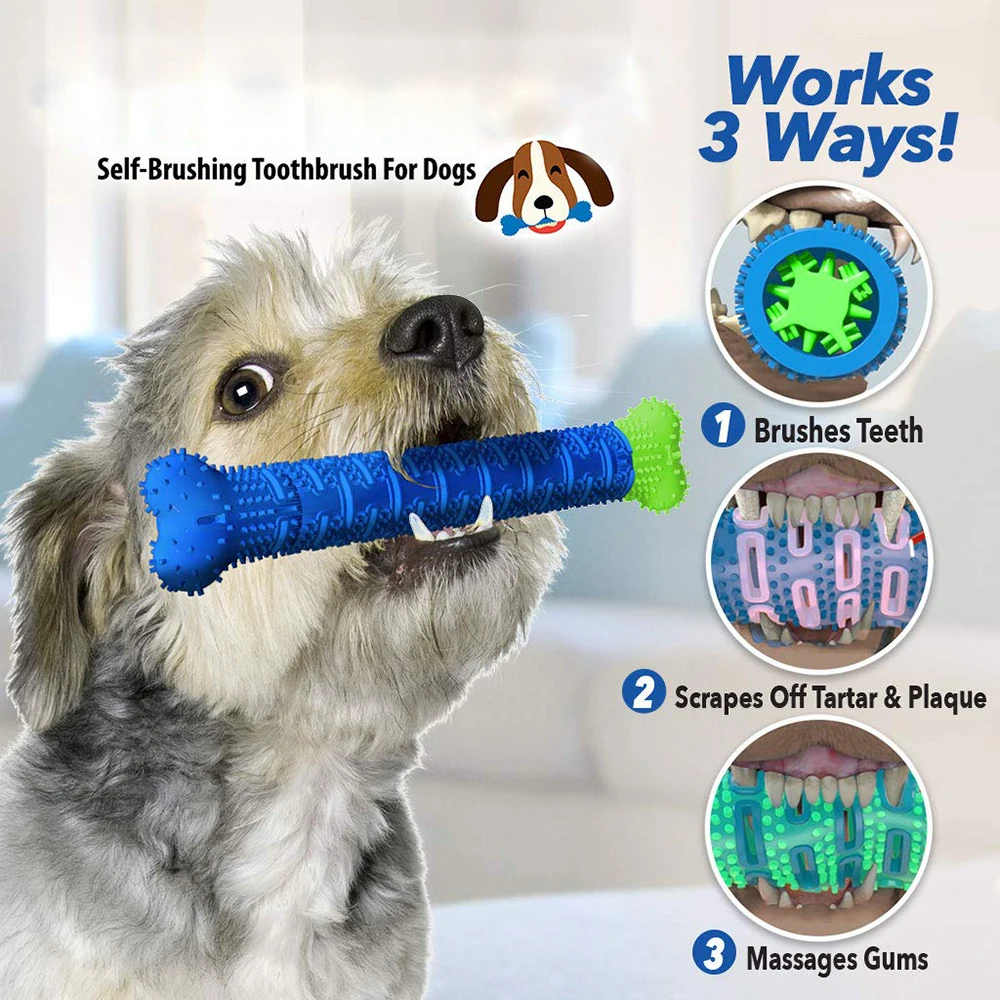 

Multifunctional Puppy Brush Dog Toothbrush Chew Toy Stick Cleaning Massager Pet Teeth Cleaning Toys Silicone Doggy Dental Care