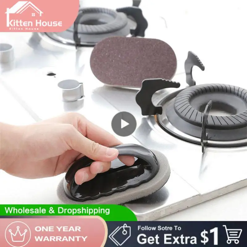 

Durable Material Cleaning Brush Remove Stubborn Stains Easy Cleaning Sponge Ergonomic Handle Pan Cleaner Effective Cleaning Tool