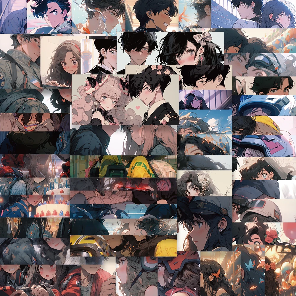 50 Шт. Молодежные Наклейки Для Пар Водонепроницаемые С Изображением Манги И Любви