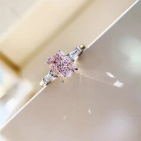 romantic pink cz rings geometric shaped fashion versatile women accessories for party birthday gift statement fshion jewelry new