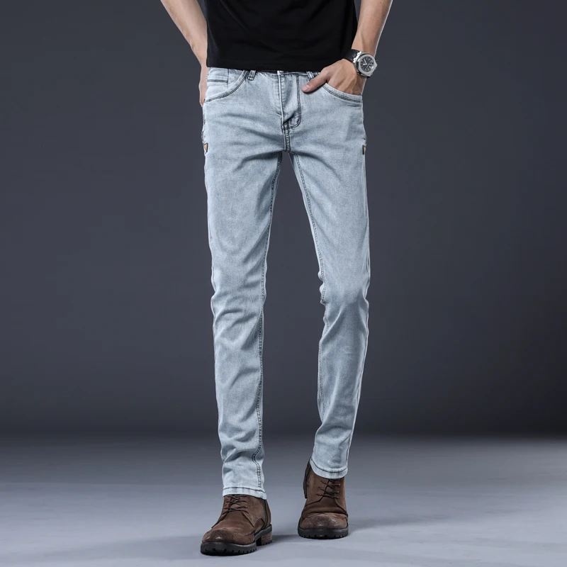 Thoshine Brand Spring Summer Men Thin Jeans Skinny Fit Fashion Comfortable Denim Pants Slim Fit Cowboy Trousers