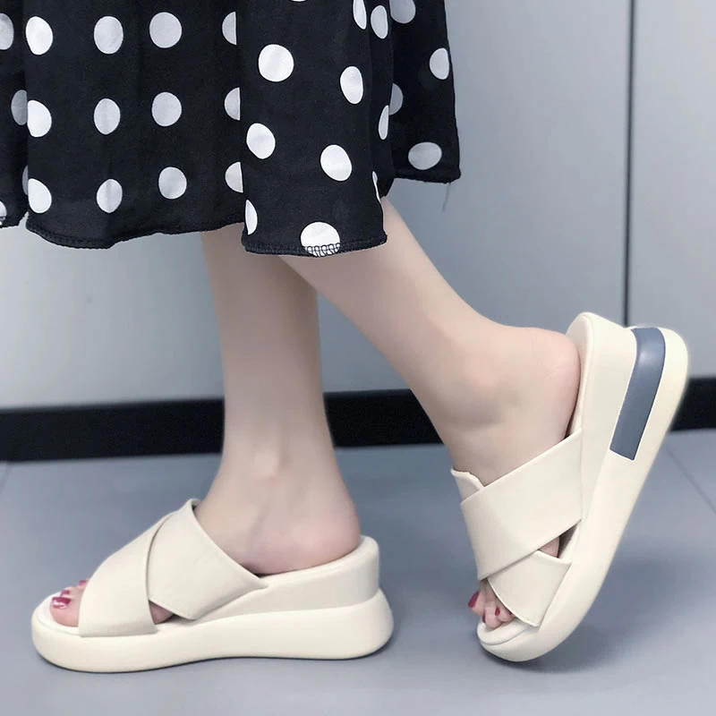 

Wedge Heel Sandals Women's 2022 Summer New Fashion Muffin Open-toe Fairy Style Outside Wear Thick-soled Shoes Women