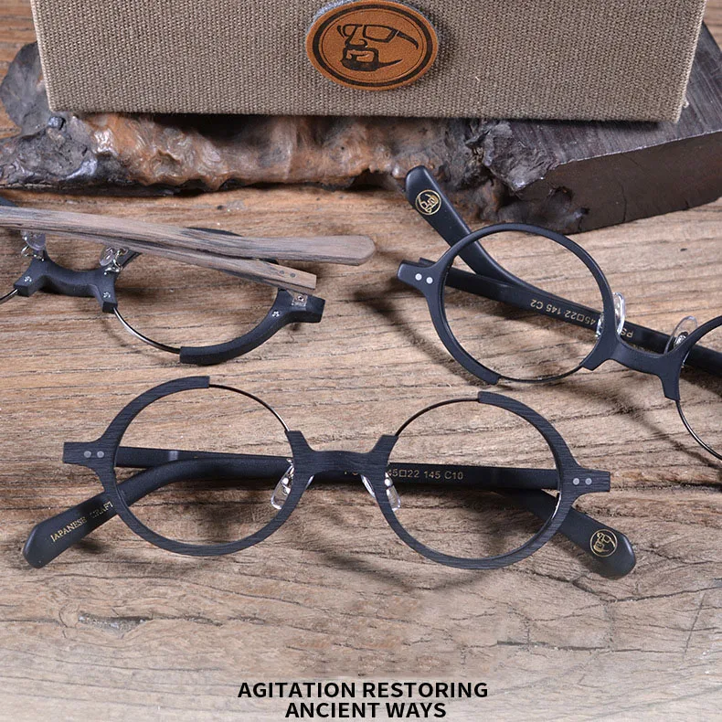 

Retro Classic Small Round Wood Grain Acetate Eyewear Japan Style Reading Glasses For Men Prescription Optical Eyeglass Frames