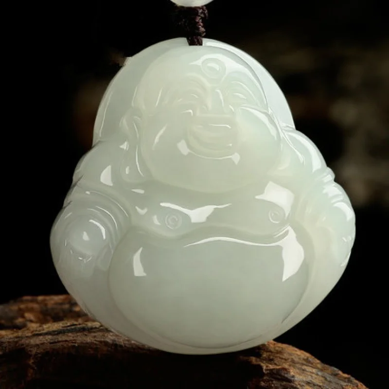 

Xinjiang – pendentif bouddha en Jade Hetian pour femmes, bijoux en Jade, en forme de pot, Maitreya, garde en sécurité