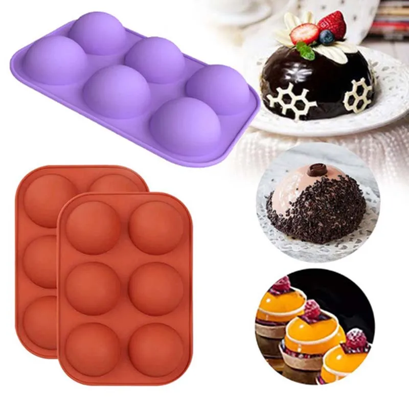 

6 With Small Semicircle Silicone Cake Mold DIY Home Baking Chocolate Lollipop Pudding Jelly Mold Cake Embryo Baking Tool Gadgets