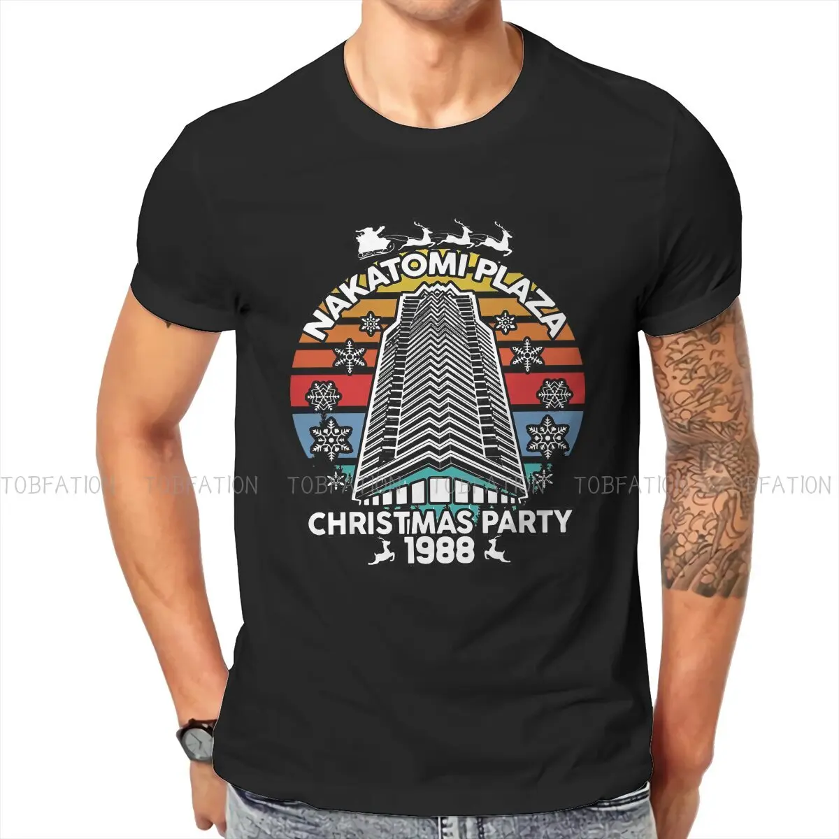 

Nakatomi Plaza Man's TShirt Die Hard Movie Christmas Party 1988 Bruce Willis O Neck Short Sleeve Polyester T Shirt Gift Idea