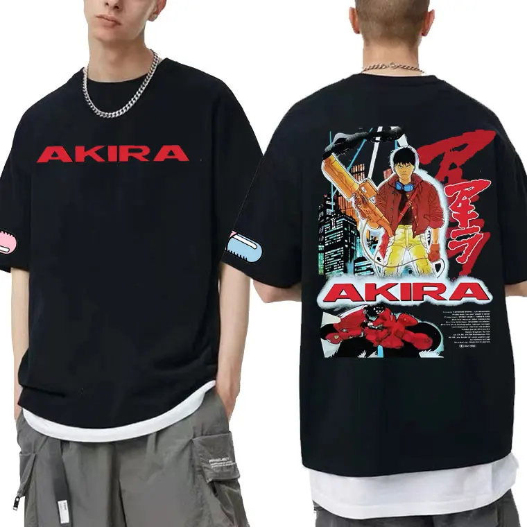 

Men's Streetwear Japanese Anime Akira Shotaro Kaneda Capsule Double Sided Graphic Print Tshirt Men Women Fashion Vintage T-shirt