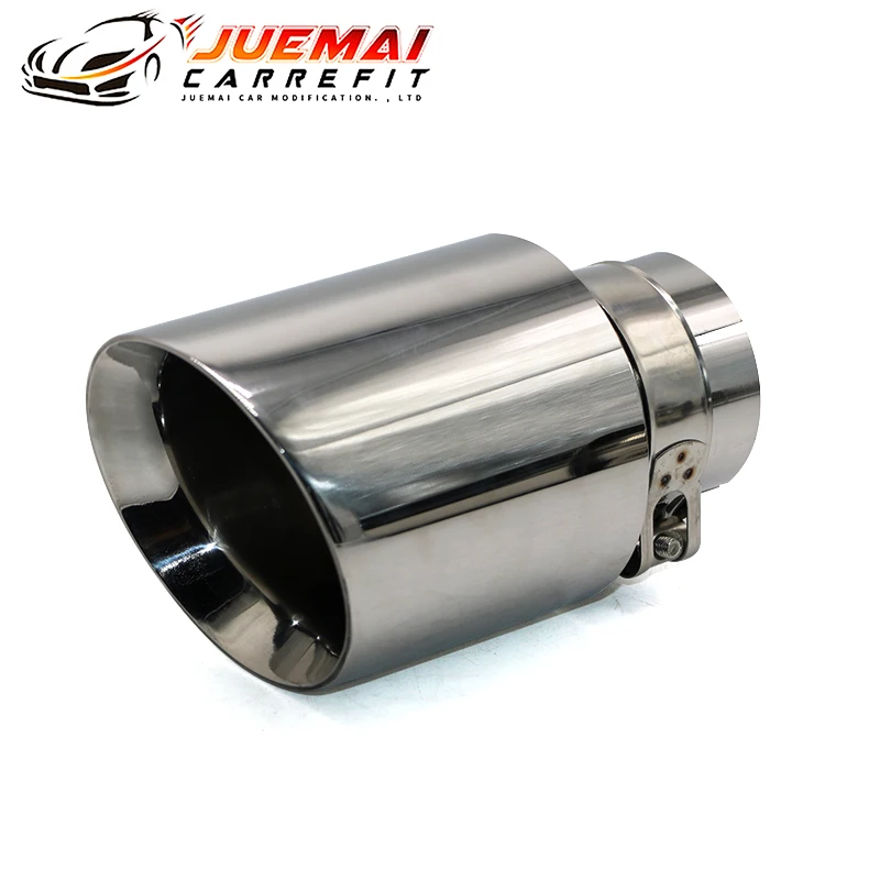 

JUEMAI Car Accessories 304 Stainless Steel Chrome Finish Car Exhaust Muffler Tail Throat Large Diameter Silver Polished Nozzle