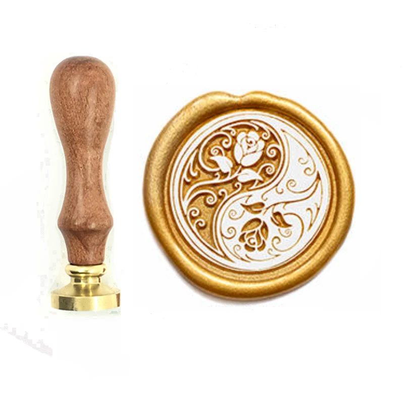 Изысканное восковое украшение с деревянной ручкой, искусственная медная восковая печать высокого качества 5