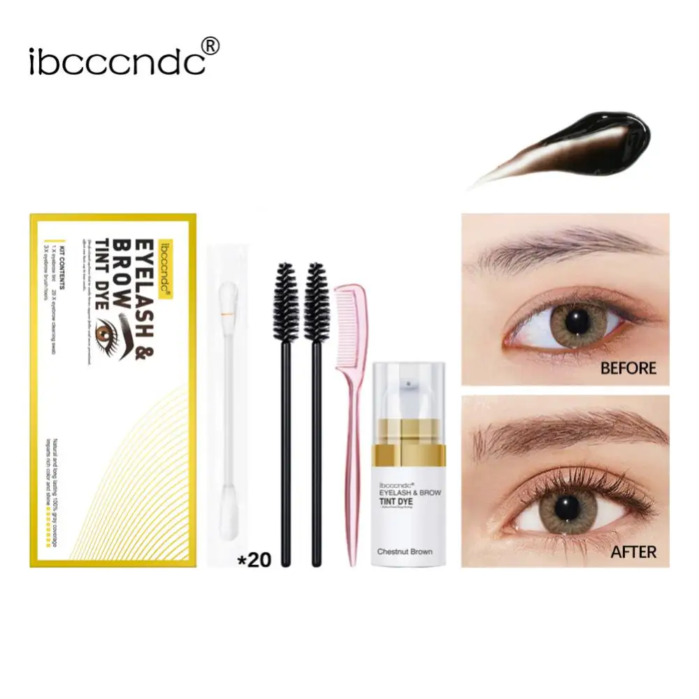 

Black Brown Eyelash Eyebrow Dye Tint Gel Long Lasting Professional Eye Brow Mascara Cream Enhancer With Brush Make Up For Women