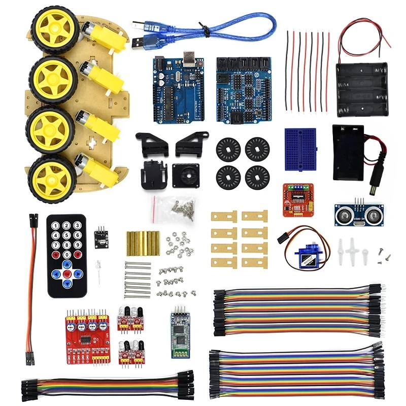 

Multifunction Bluetooth Controlled Robot Smart Car Kits Tons of Published Free Codes 4WD UNO R3 Starter Kit for arduino Diy Kit