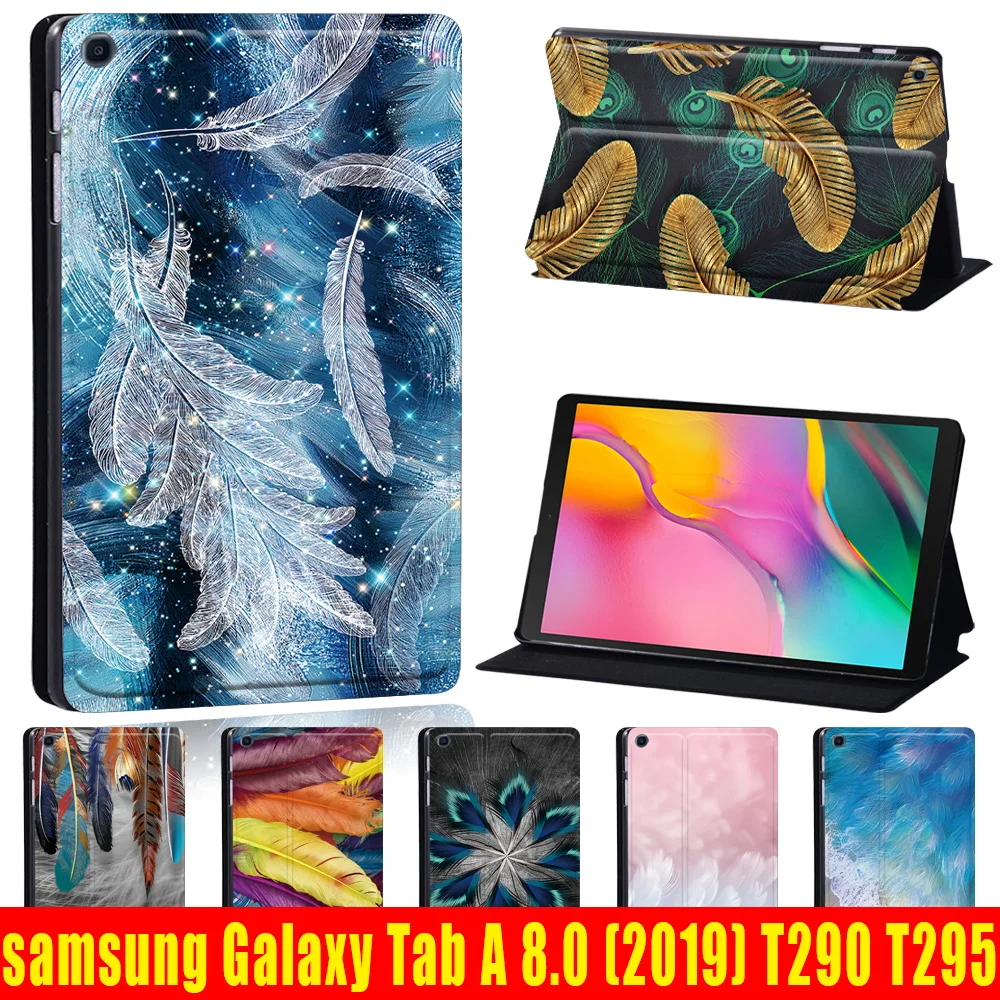 

Tablet Cover Case for Samsung Galaxy Tab A8 10.5 (2022) /2019 T290/T295 8 Inch - Feather Pattern Flip Leather Stand Cover Case