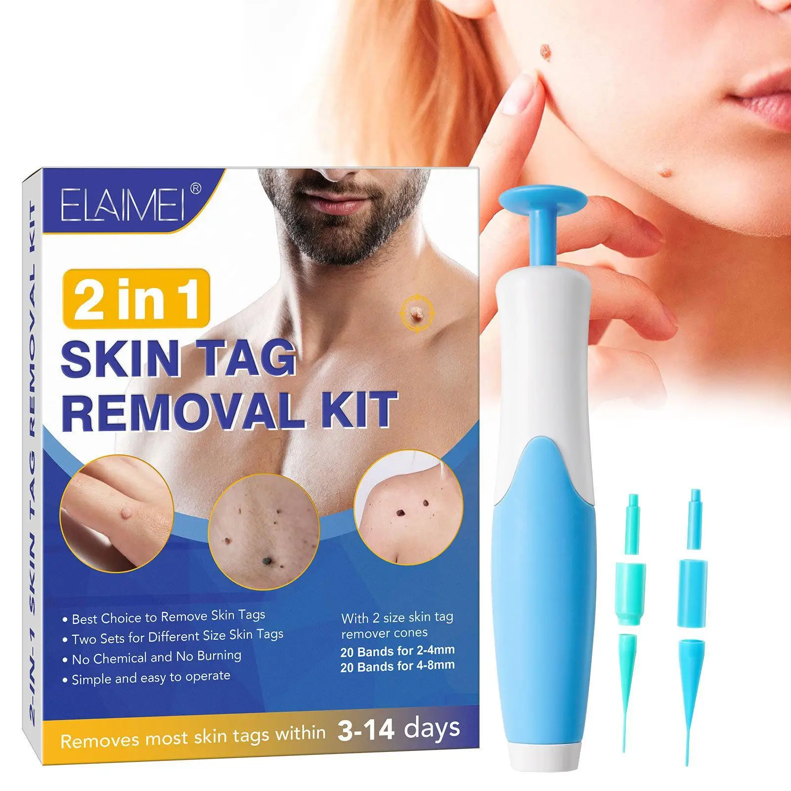 

Professional Painless Painless Skin Tag Remover Kit Removal Remover Mole Remover Cauterizer Mole Auto Wart Foot Corn V8F7