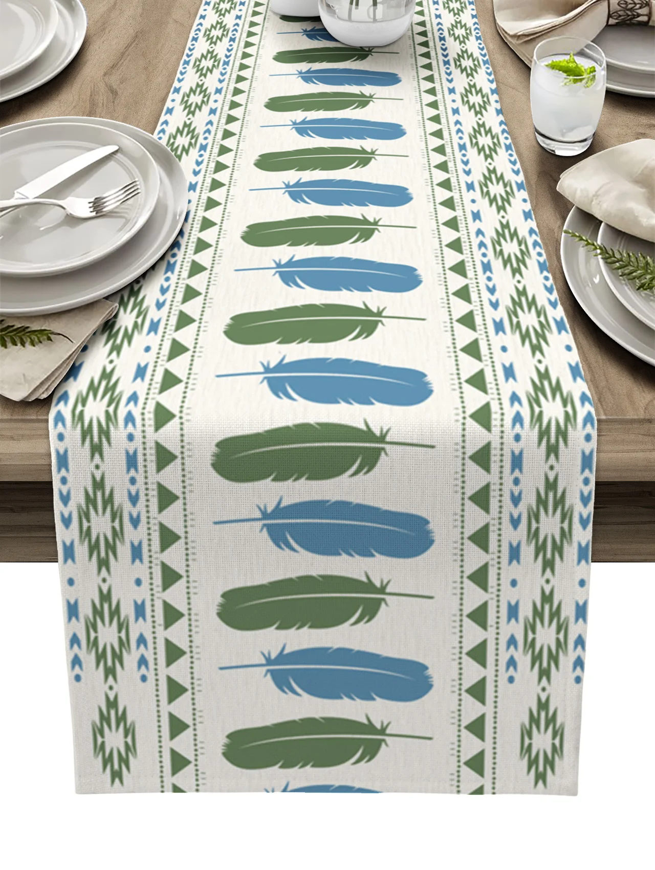 

Геометрические символы, ретро средневековые перья, свадебное украшение, настольная дорожка, коврики для стола, Настольная Крышка шкафа