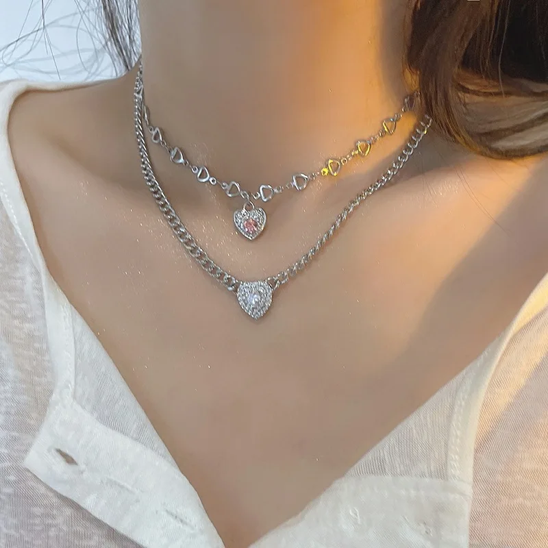 

Fashion Stainless Steel Love Heart Necklace For Women Boho Elegant Luxury Female Necklaces Trend Party Jewelry Wholesale