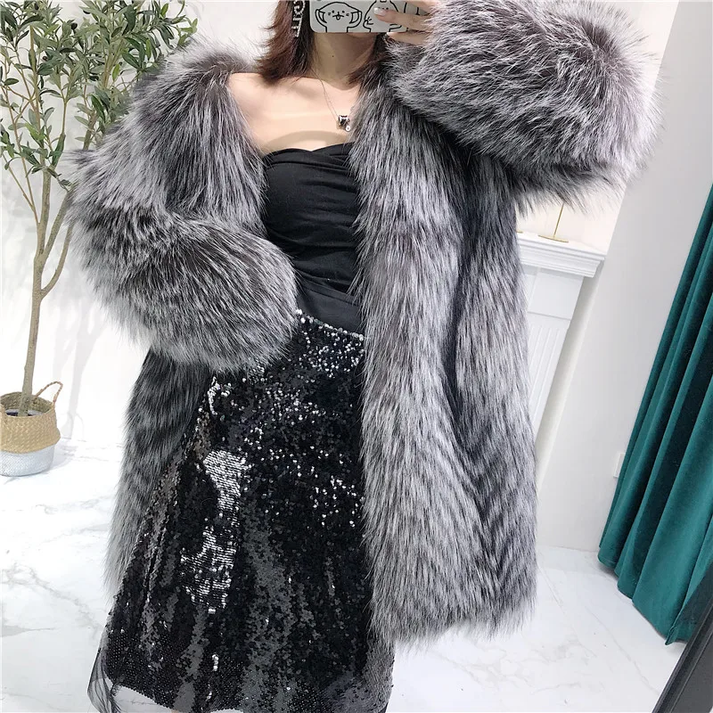 Женское зимнее пальто длинная Роскошная Одежда куртка из натурального пушистого