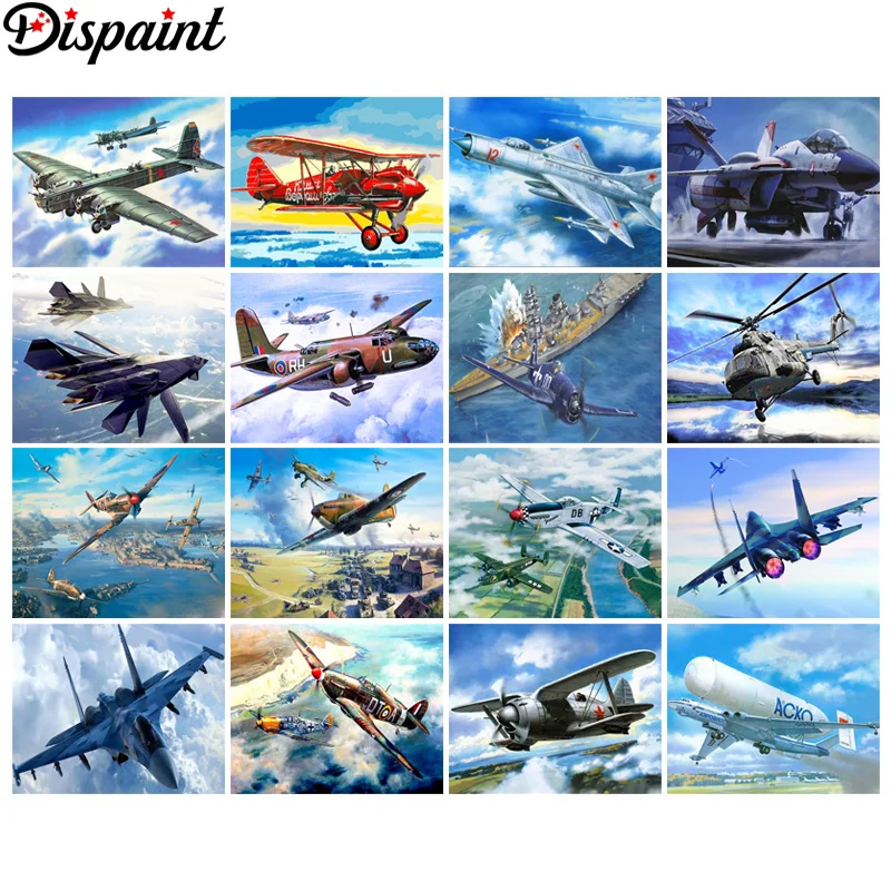 

Dispaint Diamond Painting Full Square/Round Diamond "Scenery Airplane" Pattern Embroidery Cross Stitch 5D Rhinestone Painting