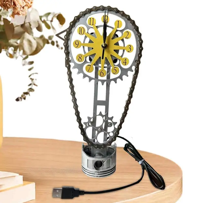 

Rotating Gear Clock Vintage Table Gear Clock Decor Quartz Movement Decoration Tool For Homes Dormitories Schools Offices