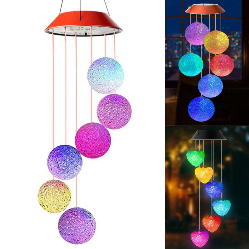 

LED Solar Wind Chime Crystal Ball Hummingbird Wind Chime Light Color Changing Waterproof Hanging Solar Light For Home Garden