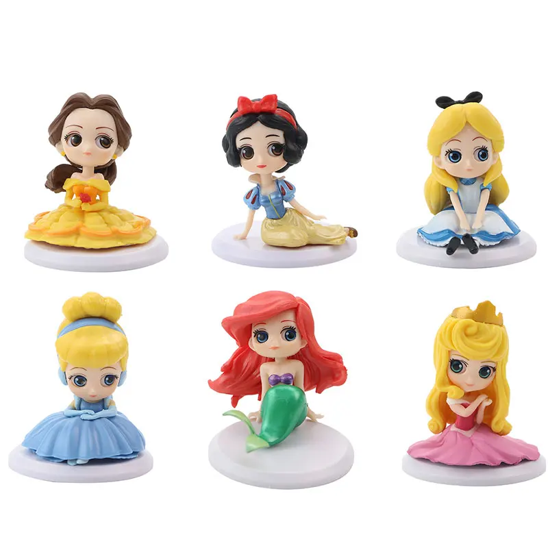

6pcs/Lot Disney Belle Snow White Cinderella Mermaid Aurora Alice Princess Beautiful Children Birthday Cake Decoration Ornaments