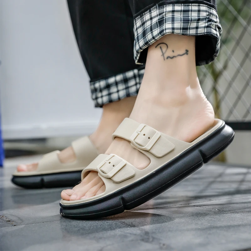 

Сандалии мужские на платформе, мягкая подошва из ЭВА, Нескользящие, летние шлепанцы для дома и душа, пляжная обувь для отдыха, сланцы