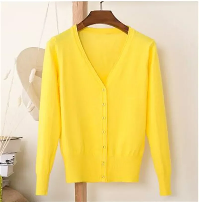 

Женский трикотажный кардиган с V-образным вырезом, с длинным рукавом