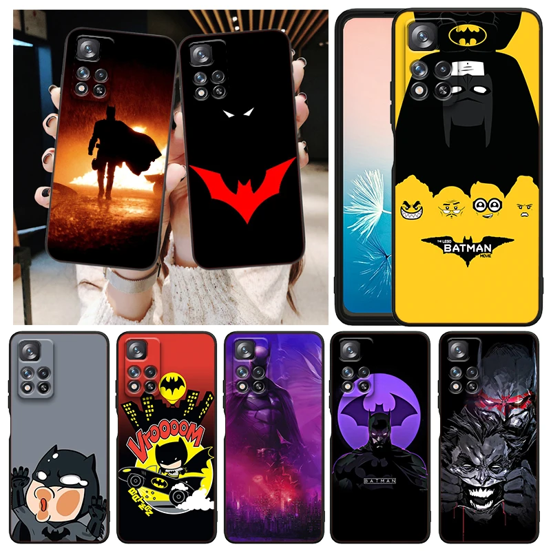 

Cartoon Cool Batman Heroes Phone Case For Xiaomi Redmi Note 12 11E 11S 11 11T 10 10S 9 9T 9S 8T 8 Pro Plus 5G Black Cover