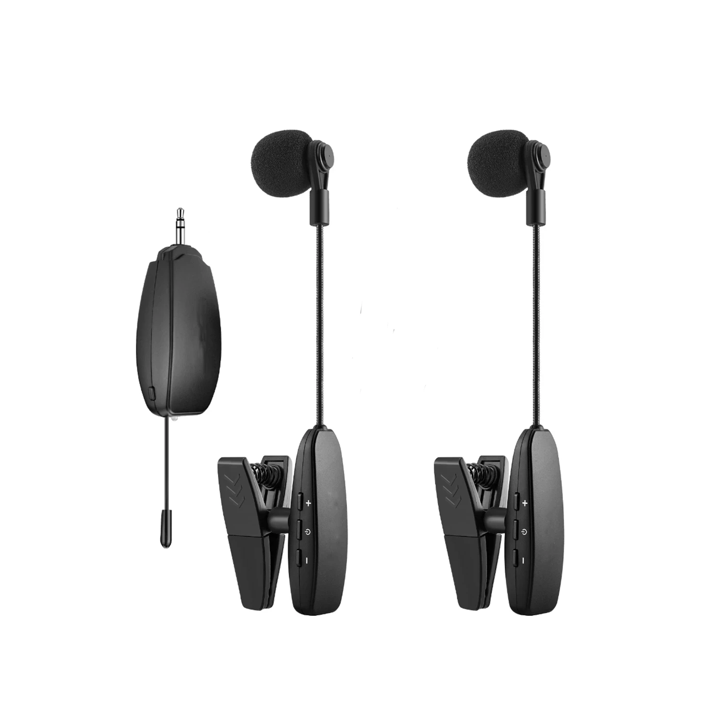 

Dual Wireless Saxophone Microphone Clip on Mic for Trumpet Trombone Wind Instrument 2 Microphones at the same time