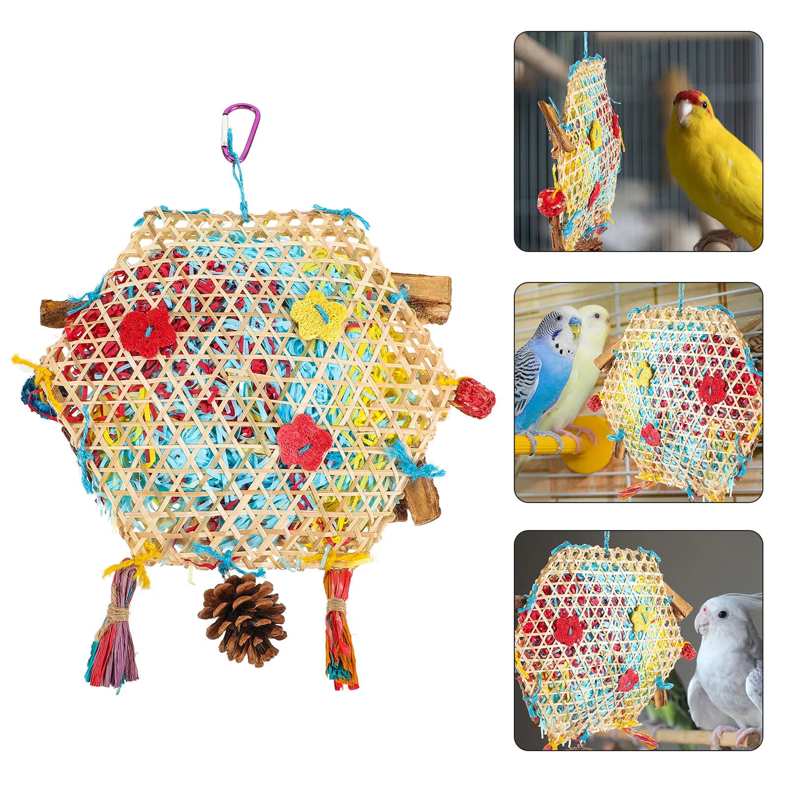 

Bird Toys Cage Pet Chewing Large Confetti Hanging Parakeet Bamboo Weaving Practical Parrot Funny