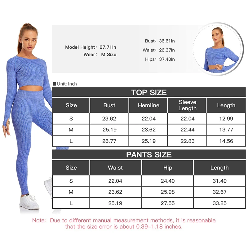 Women Seamless Yoga Set Long Sleeve Workout Outfits Gym Clothes Fitness Crop Tops Hight Waist Leggings Stripe Rompers Sportswear