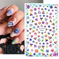 nail art decals sheer pensy florals watercolor petals flowers back glue nail stickers decoration for nail tips beauty