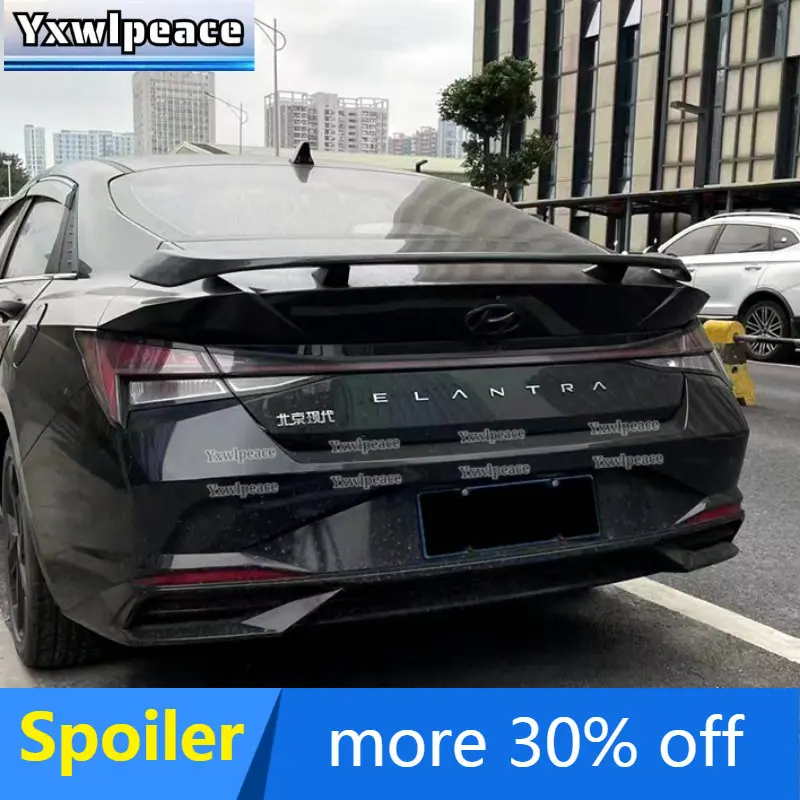 

For Hyundai Elantra Avante CN7 2020 2021 2022 2023 Spoiler ABS Glossy Black Carbin Fiber Look Rear Trunk Spoiler Car Styling