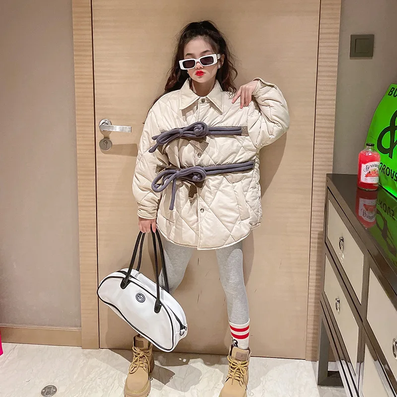 

Одежда с хлопковой подкладкой абрикосового цвета Chaotong, утепленная рубашка, одежда с хлопковой подкладкой для девочек на осень и зиму 2022