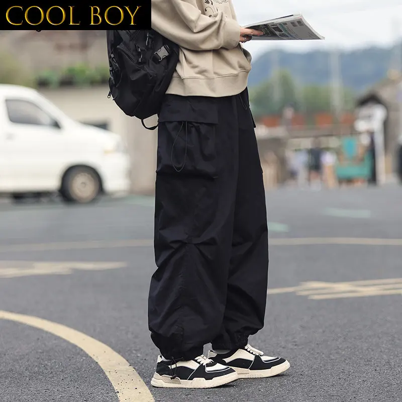 

E BOY Pants Men Tooling Casual Retro Japanese Design American Stylish Streetwear Dynamic Baggy College Cool Handsome Pantalones