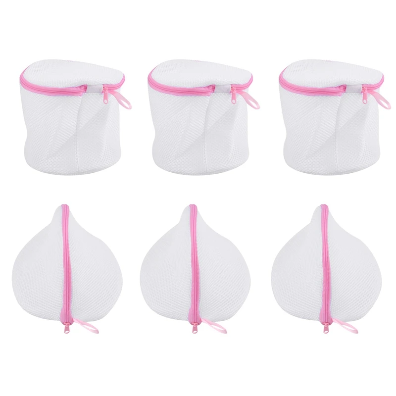 

Mesh Laundry Bag 6 In 1 Set With Zips Handle Small Triangle-Shape X 3/Cylinder X 3 Laundry Net Fine Lingerie Wash Bags 6 Reusabl