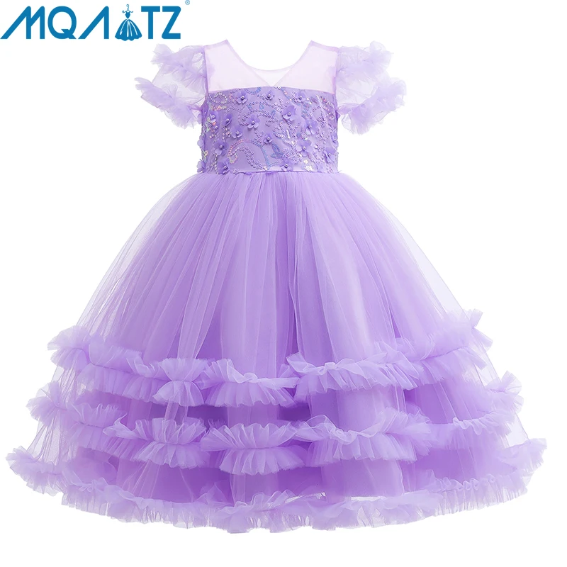 

Mqразы летнее платье для девочек с цветами длинное платье детская одежда детская принцесса для вечеринки выпускного вечера тюль с блестками...