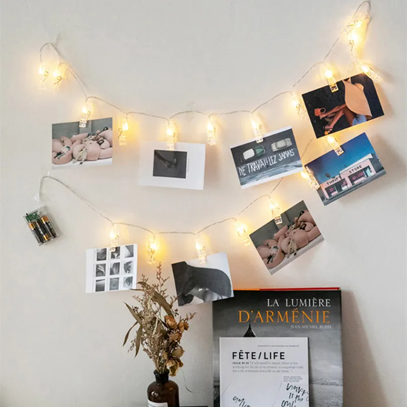 

USB Battery Powered Fairy Twinkle Lights Bedroom Wall Wedding Decor LED Photo String Lights with Clips for Hanging Pictures