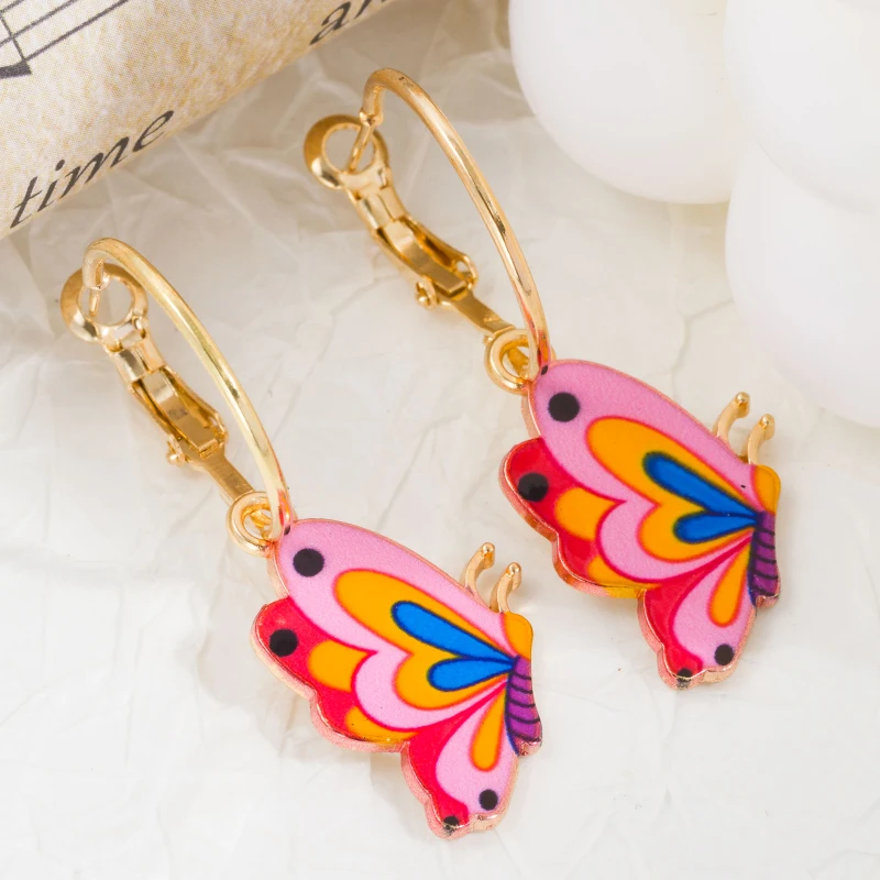 

2023 Retro Colorful Enamel Butterfly Wing Drop Earrings For Women Vintage Cute Long Dangle DIY Jewelry Earring Free Shipping