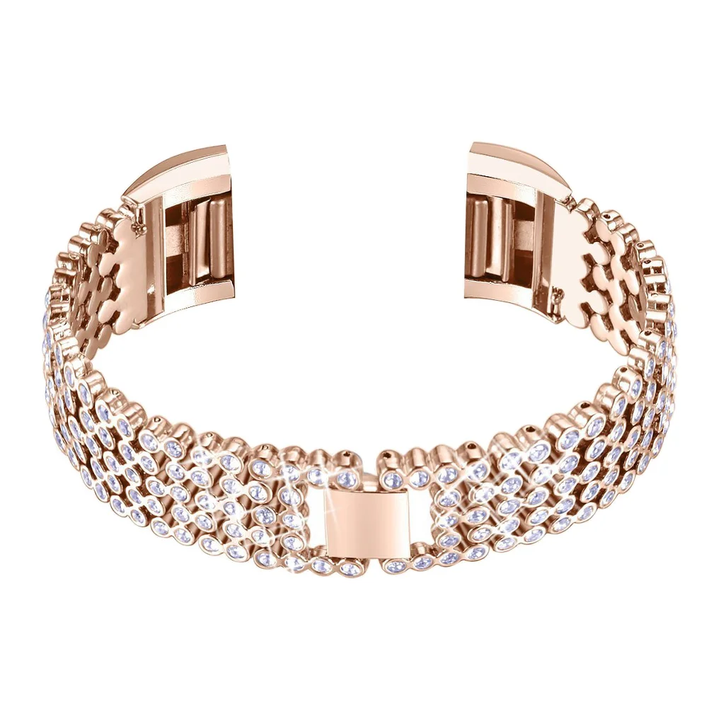 

1 Pc Fashion Adjustable Crystal Stainless Steel Durable Unisex Watchband Bracelet Strap Wristband for Fitbit Charge 2