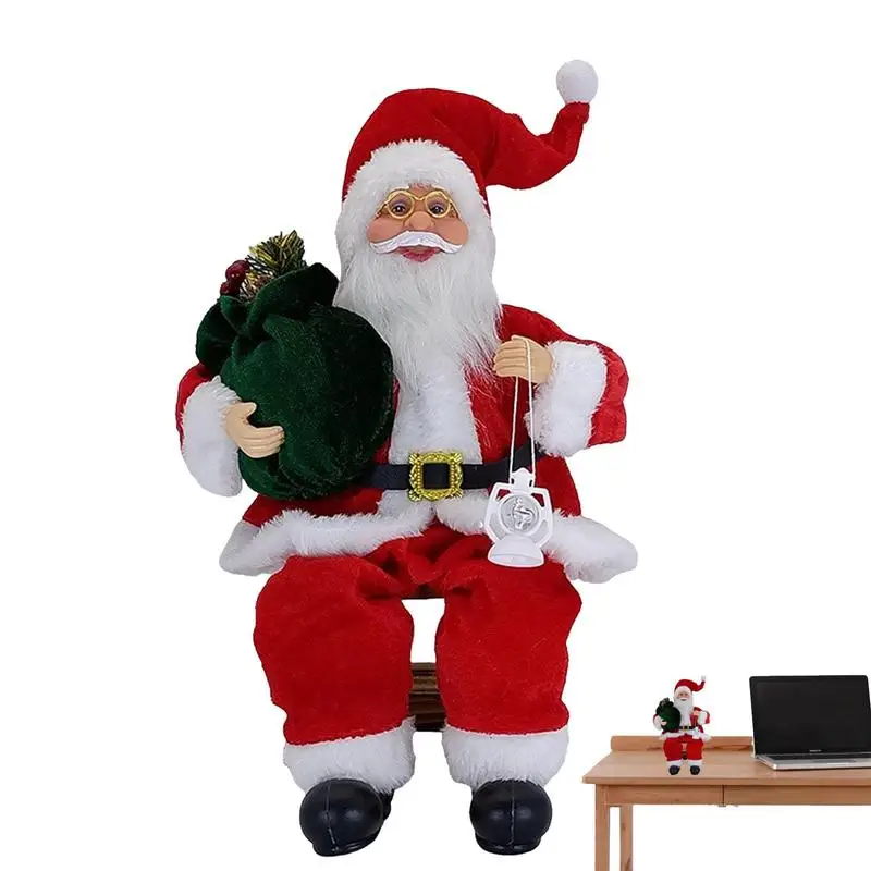 

Sitting Santa Claus Decorations 13.8inch Festival Plush Doll Figurine Decoration Seasonal Plush Toy Traditional Christmas