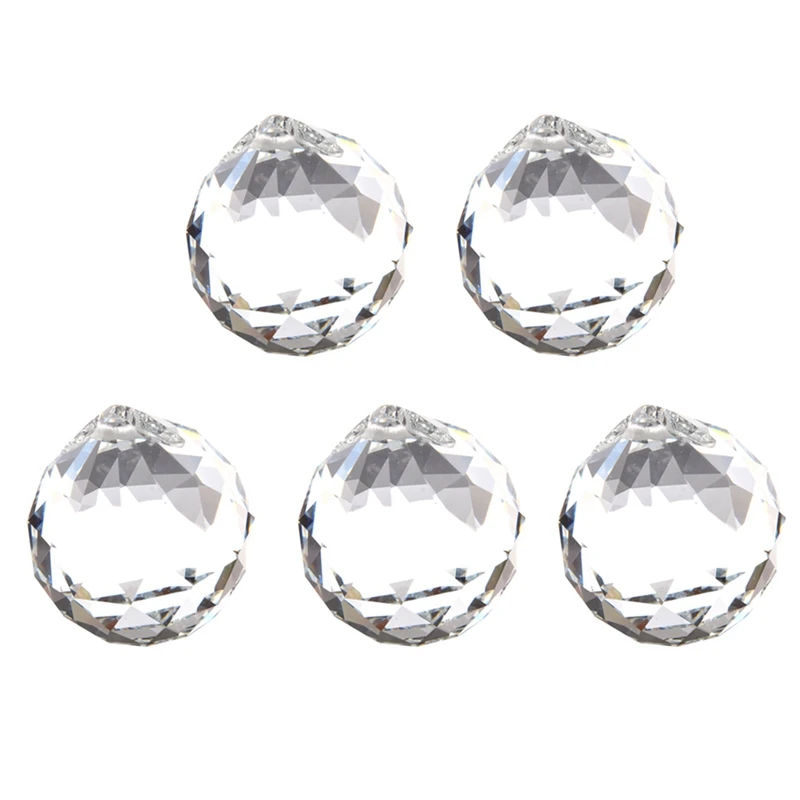 

5Pcs 40MM Feng Shui Faceted Decorating Crystal Pendant Ball(Clear)