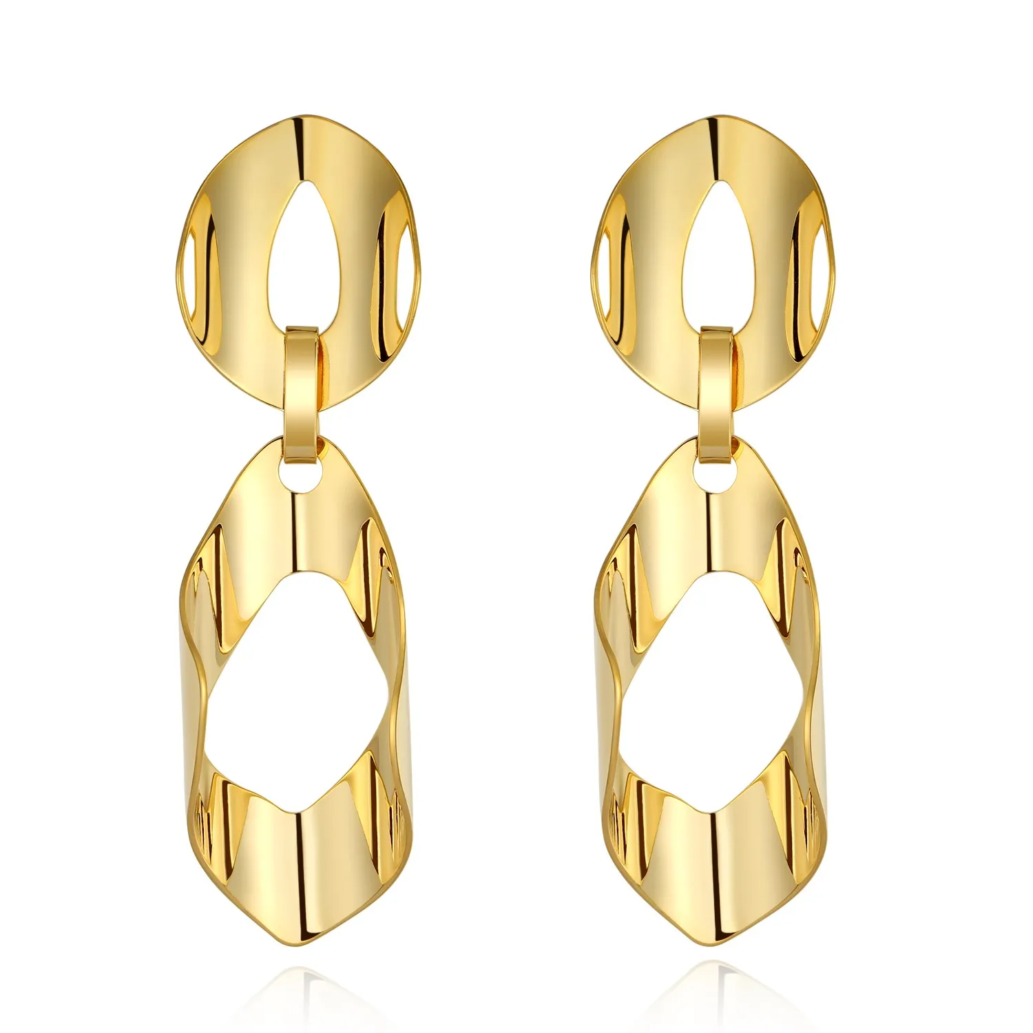 

Wednesday520 Women's Earrings,Chic Shiny Metal Gold Big Hoop Fashion Trendy 925 Stainless Steel
