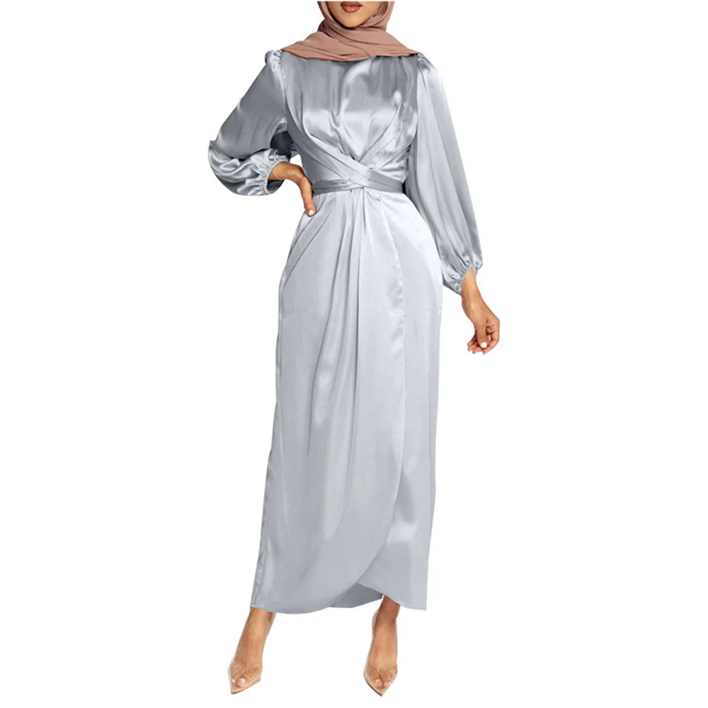Арабский милый атласный плиссированный корсет, длинная юбка с рукавом Рамадан, модель ID, мусульманское платье, одежда