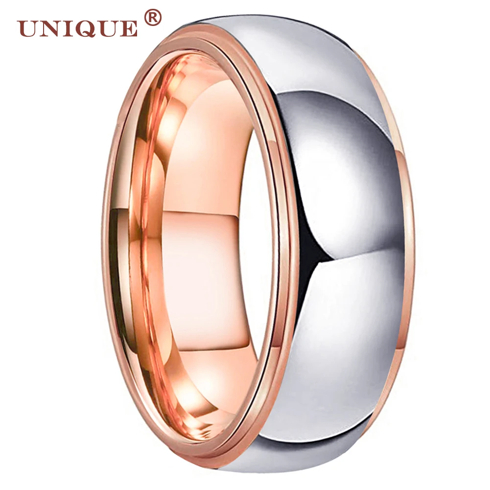 

Unique Jewel 6/8mm Domed Dropshipping Rose Gold Tungsten Carbide Rings for Men Women Wedding Band Polished Shiny Comfort Fit