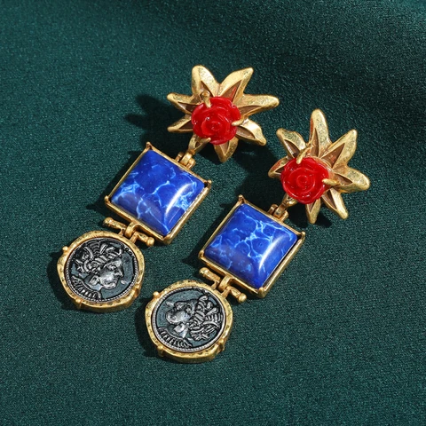 Сережки-капельки STALAIT из меди с лазуритом